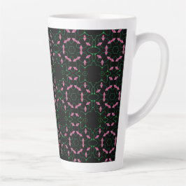 Caneca De Café Latte Caleidoscópio Esmeralda e Rosa