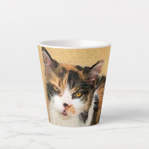 Caneca De Café Latte Calico Cat Painting - Gato Original Bonito