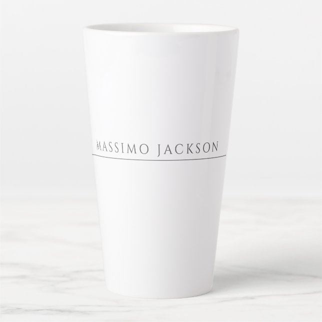 Caneca De Café Latte Caligrafia Chic Simples Nome Próprio Preto Branco (Frente)