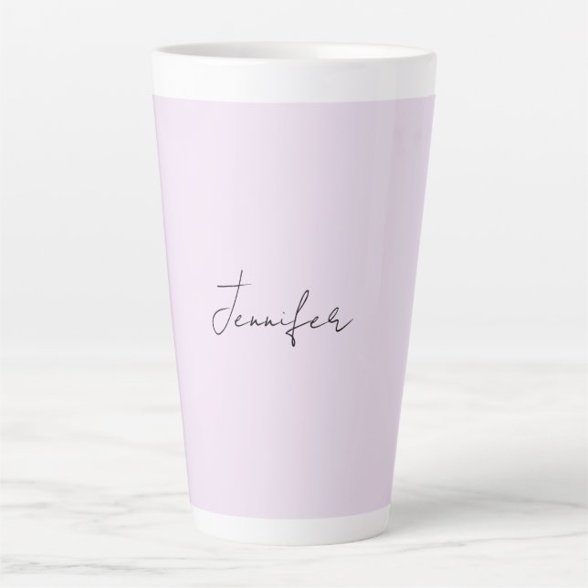 Caneca De Café Latte Caligrafia de Cores Pastéis Elegante Simples Nome (Frente)