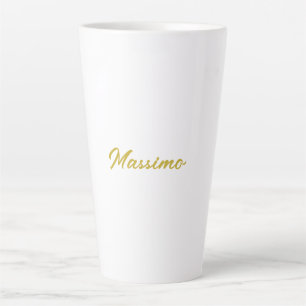 Caneca De Café Latte Caligrafia Elegante Dourado Branco Simples Nome