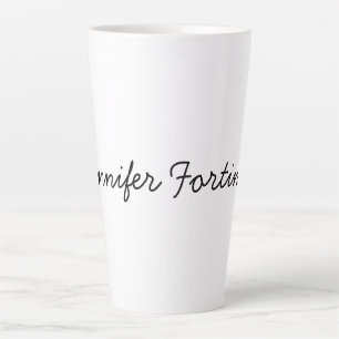 Caneca De Café Latte Caligrafia Elegante Preto & Branco Simples