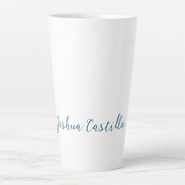 Caneca De Café Latte Caligrafia Simples Simples Profissional Nome (Frente)