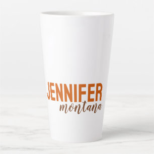 Caneca De Café Latte Calliografia - Placa Elegante Adicionar Nome Própr