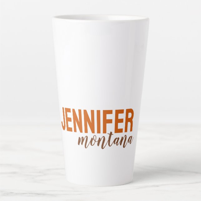 Caneca De Café Latte Calliografia - Placa Elegante Adicionar Nome Própr (Frente)