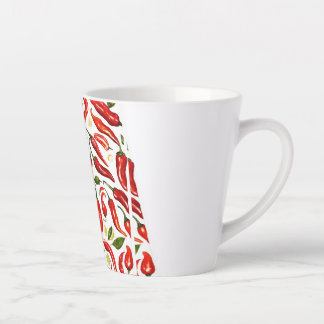 Caneca De Café Latte Calor picante: Folha de Ilustração de Chilis Taila