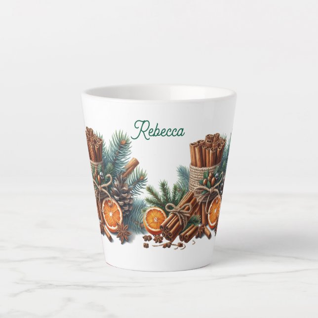 Caneca De Café Latte Caloroso em cada nome personalizado do Sip (Frente)