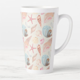 Caneca De Café Latte Cama de conchas marítimas
