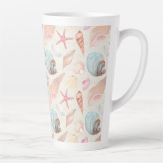Caneca De Café Latte Cama de conchas marítimas