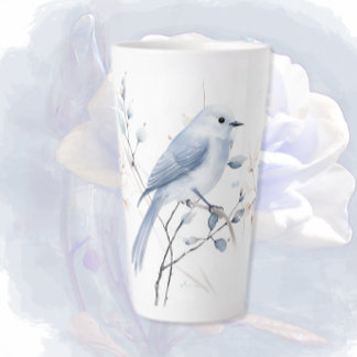 Caneca De Café Latte Cama de Lata Azul e Ramos