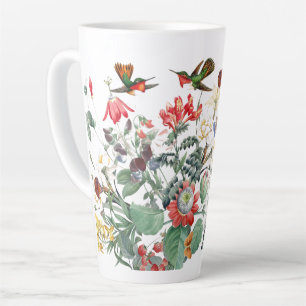 Caneca De Café Latte Cama de Pássaro Borboleta Flor de Jardim