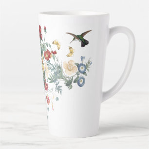 Caneca De Café Latte Cama de Pássaro Borboleta Flor de Jardim