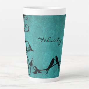 Caneca De Café Latte Cama Latte Personalizada de Aves Teais