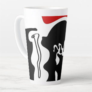Caneca De Café Latte Câmara de Deslocamento: Abstrato preto, branco e v