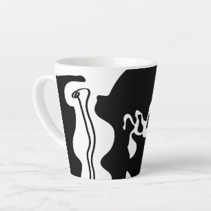Caneca De Café Latte Câmara de Deslocamento: Abstrato preto, branco e v