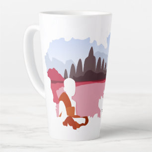 Caneca De Café Latte Camboja: Mapa com Monk Personalizado