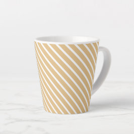 Caneca De Café Latte Camel khaki tan White Stripes oblíquo padrão