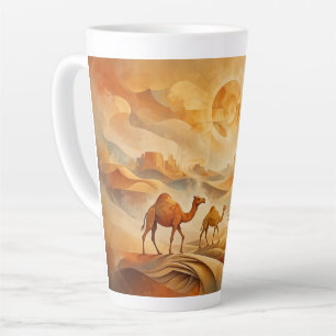 Caneca De Café Latte Camelos do Nascer do Sol no Deserto Areias Mutávei