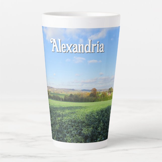 Caneca De Café Latte Caminhada do outono no país - Grande personalizado (Frente)