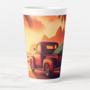 Caneca De Café Latte caminhão de surf vintage tropical/havaiano