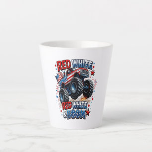 Caneca De Café Latte Caminhão Monstro Red White Boom