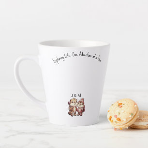 Caneca De Café Latte Caminho de Aventura do Casal Kawaii Marmot