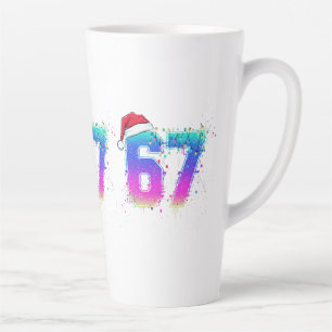 Caneca De Café Latte Camisa Glitchcore Cyber Árvore de Natal 67 Neon Me