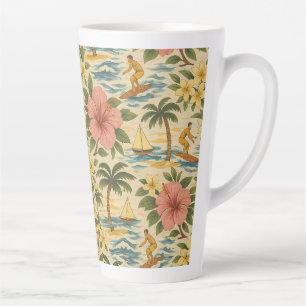 Caneca De Café Latte Camisa havaiana estampada de meados do século XX d