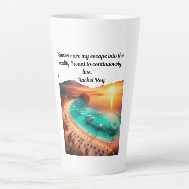 Caneca De Café Latte Camisa T de escape sunset (Frente)