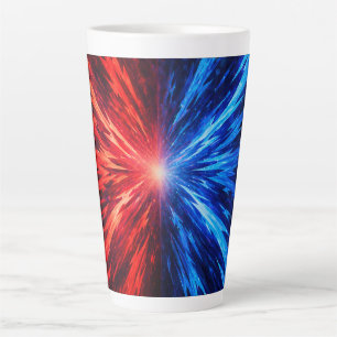 Caneca De Café Latte camisa vermelha azul, camisa de explosão abstrata,