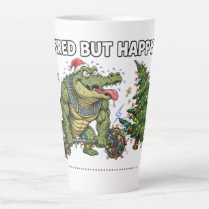 Caneca De Café Latte Camiseta de Academia de Crocodilo Engraçado Cansad