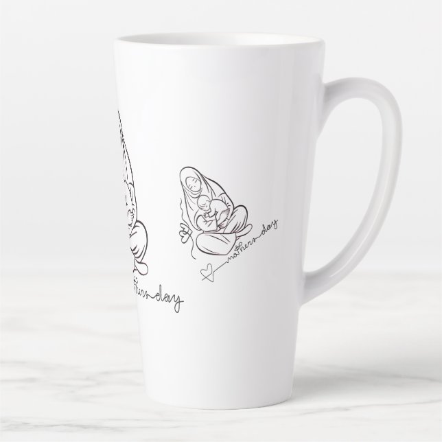 Caneca De Café Latte Camiseta de Amor de Mãe Design Bonito (Direita)