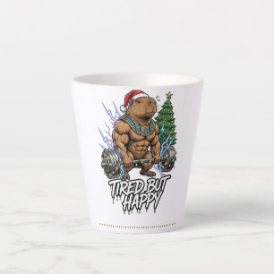 Caneca De Café Latte Camiseta de Natal de Capivara de Academia Cansada
