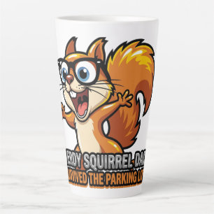Caneca De Café Latte Camiseta do Pai Esquilo Nerd no Estacionamento