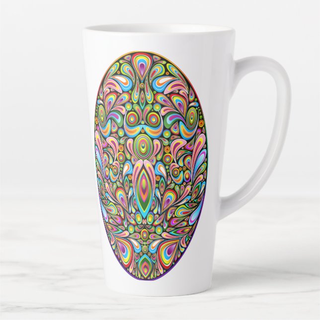 Caneca De Café Latte Camiseta Orgânica Infantil com Desenho Psicodélico (Direita)