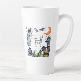 Caneca De Café Latte Camiseta Spooky Party Frame