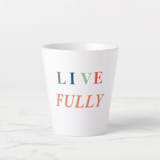 Caneca De Café Latte Camiseta Viva Plenamente (Frente)