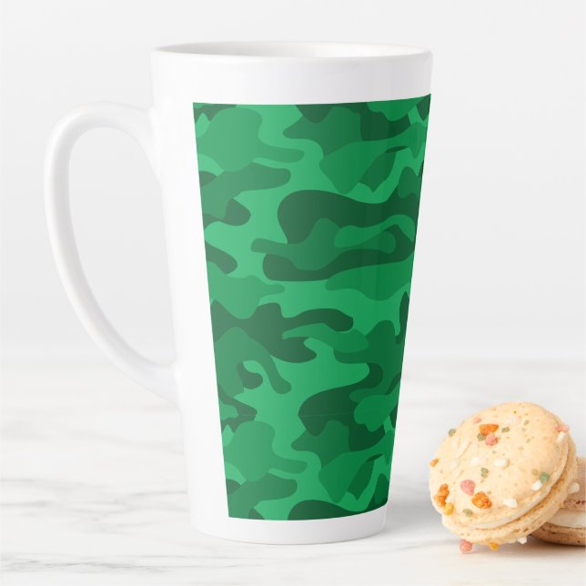 Caneca De Café Latte Camo verde-branco espanhol (In Situ)