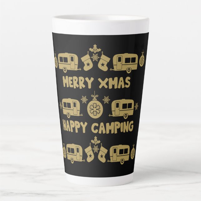 Caneca De Café Latte Campanha Feliz de Natal Caravan (Frente)
