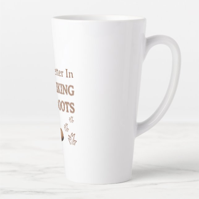 Caneca De Café Latte Camper Gift | Life Is Better In Hiking Boots Dog (Direita)