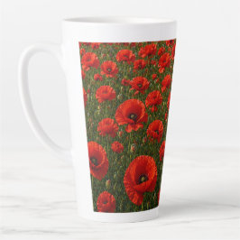 Caneca De Café Latte Campo de Papoulas