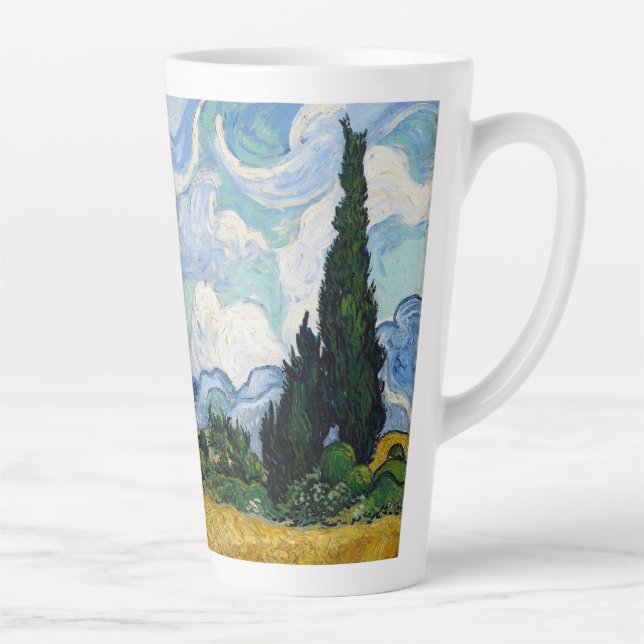 Caneca De Café Latte Campo de trigo com Cyprestes-Vincent Van Gogh (Direita)