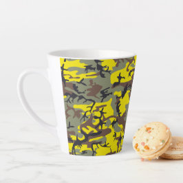 Caneca De Café Latte Camuflagem Amarela e Marrom, Militar, Exército