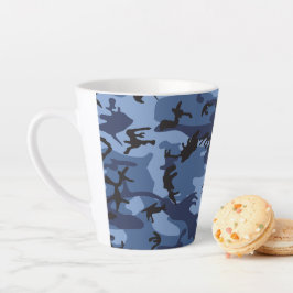 Caneca De Café Latte Camuflagem Azul marinho, Militar, Exército