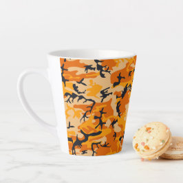 Caneca De Café Latte Camuflagem Laranja, Militar, Exército