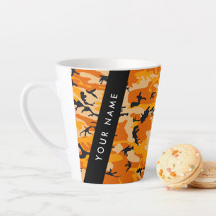 Caneca De Café Latte Camuflagem Laranja Seu nome Personaliza