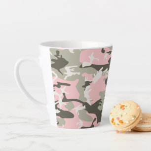 Caneca De Café Latte Camuflagem rosa e verde, Militares, Exército