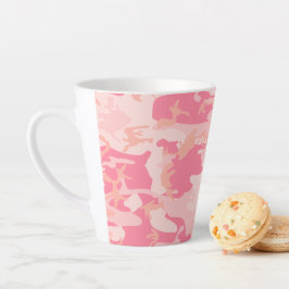 Caneca De Café Latte Camuflagem Rosa, Militar, Exército