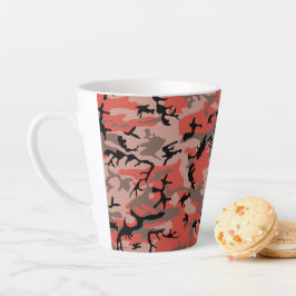 Caneca De Café Latte Camuflagem Vermelha e Marrom, Militar, Exército