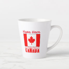 Caneca De Café Latte Canadá e Vermelho da Bandeira Canadense Personaliz